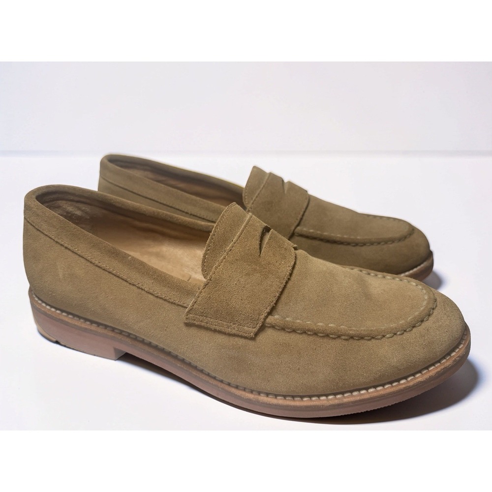 J Crew Kenton Penny Loafers Mens Sz 11 Tan Suede Leather Slip On Shoes A6312 EUC